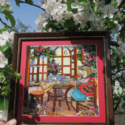 Canvas for bead embroidery "In the Sun Room" 7.9"x7.9" / 20.0x20.0 cm