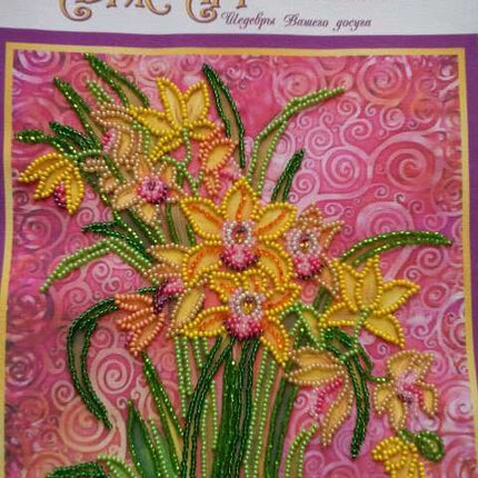 Canvas for bead embroidery "Pink Charm" 7.9"x7.9" / 20.0x20.0 cm