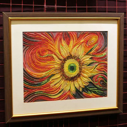 DIY Bead Embroidery Kit "Sunny pulse" 15.7"x11.8" / 40.0x30.0 cm