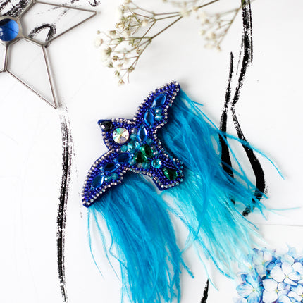 Beadwork kit for creating brooch "Blue bird"