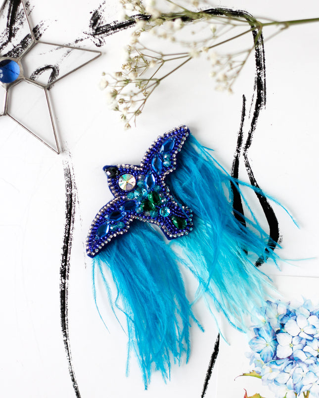 Beadwork kit for creating brooch "Blue bird"