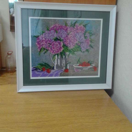Canvas for bead embroidery "Bouquet of Peonies" 11.8"x9.4" / 30.0x24.0 cm