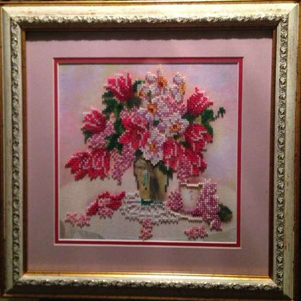 Canvas for bead embroidery "Tea Party" 7.9"x7.9" / 20.0x20.0 cm