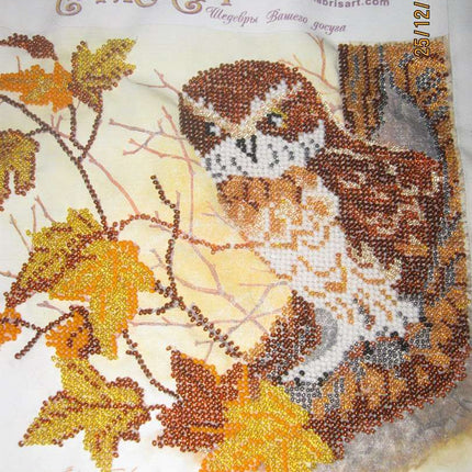 Canvas for bead embroidery "Wood fairy tale" 7.9"x7.9" / 20.0x20.0 cm
