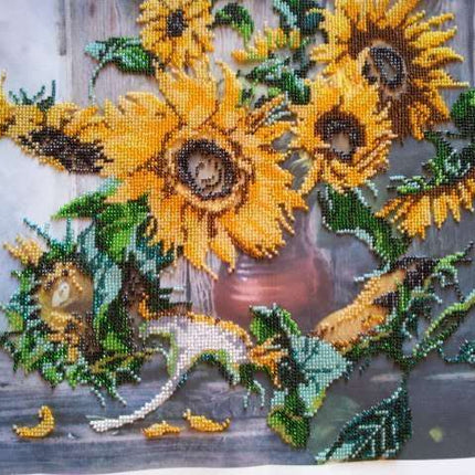DIY Bead Embroidery Kit "Flowers of the Sun" 16.9"x12.6" / 43.0x32.0 cm
