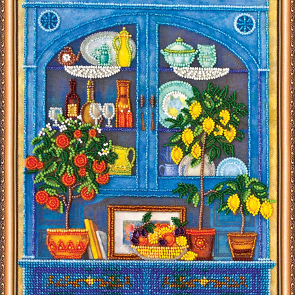 DIY Bead Embroidery Kit "Kitchen buffet" 9.1"x11.8" / 23.0x30.0 cm
