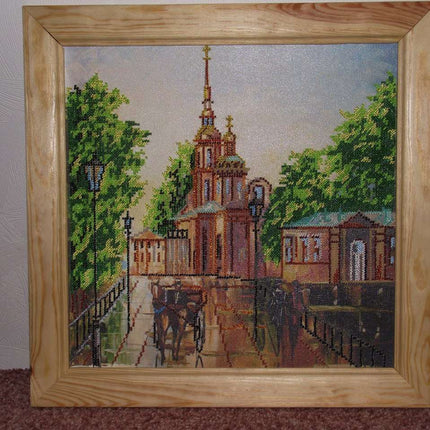 Canvas for bead embroidery "City Symphony" 11.8"x11.8" / 30.0x30.0 cm
