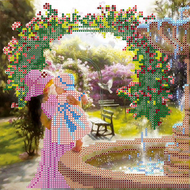 Canvas for bead embroidery "First steps" 7.9"x7.9" / 20.0x20.0 cm
