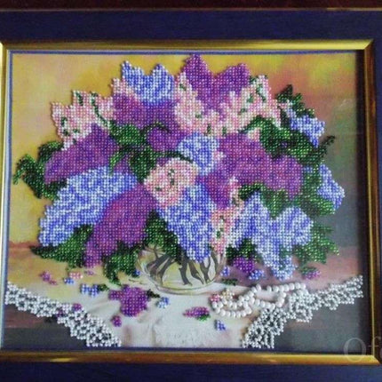 DIY Bead Embroidery Kit "Lilacs" 11.0"x9.4" / 28.0x24.0 cm