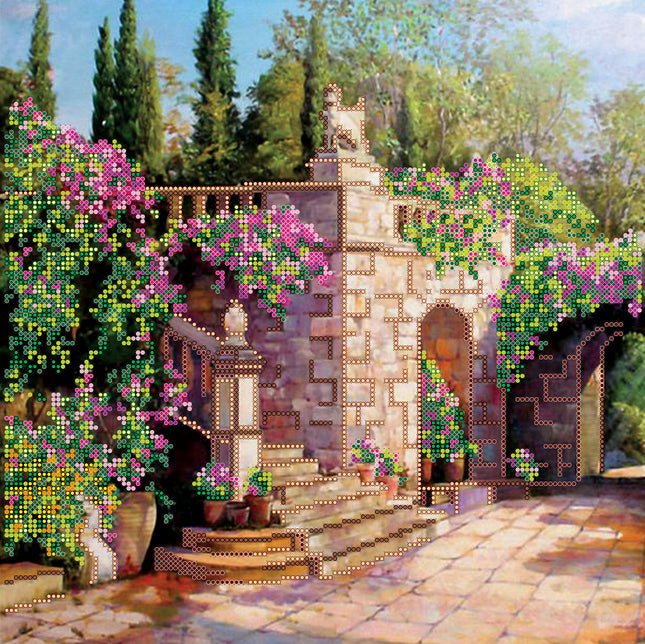 Canvas for bead embroidery "Enfilade" 11.8"x11.8" / 30.0x30.0 cm