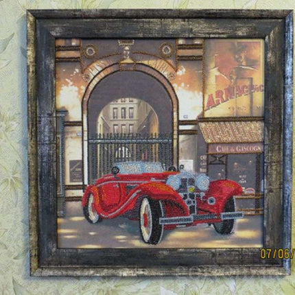 DIY Bead Embroidery Kit "Auto Retro – 1" 11.8"x11.8" / 30.0x30.0 cm