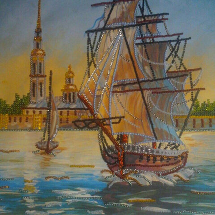 Canvas for bead embroidery "Frigate" 11.8"x11.8" / 30.0x30.0 cm