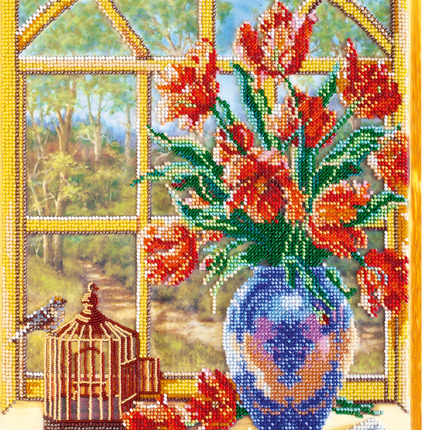 DIY Bead Embroidery Kit "Spring is everywhere-2" 10.2"x13.8" / 26.0x35.0 cm