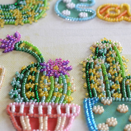 DIY Bead Embroidery Kit "Cactuses" 18.5"x9.8" / 47.0x25.0 cm