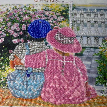 DIY Bead Embroidery Kit "Date on the porch" 15.2"x12.6" / 38.5x32.0 cm