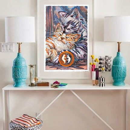 DIY Bead Embroidery Kit "Purring" 12.6"x18.5" / 32.0x47.0 cm