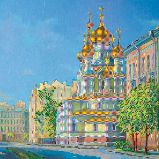 Canvas for bead embroidery "The Cathedral" 11.8"x11.8" / 30.0x30.0 cm