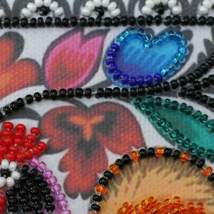 DIY Bead Embroidery Kit "Two cockerels"  5.9"x5.9" / 15.0x15.0 cm