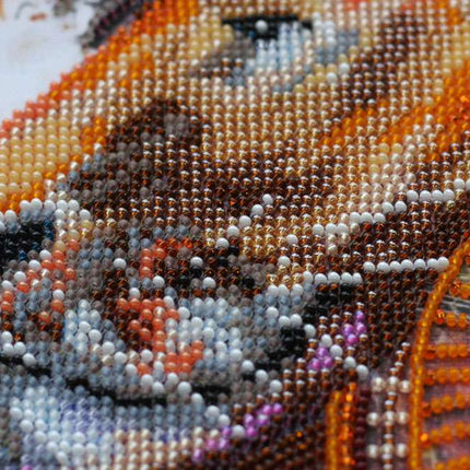 DIY Bead Embroidery Kit "Fire-maned lion" 11.8"x15.7" / 30.0x40.0 cm