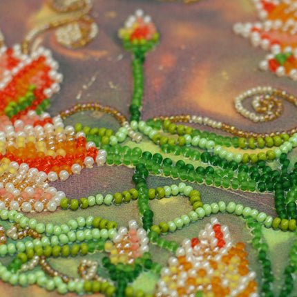 DIY Bead Embroidery Kit "Lotuses at sunset" 9.8"x13.0" / 25.0x33.0 cm