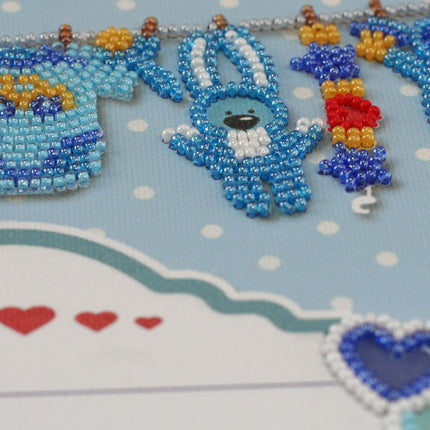 DIY Bead Embroidery Kit "Metric for a boy" 8.7"x8.7" / 22.0x22.0 cm