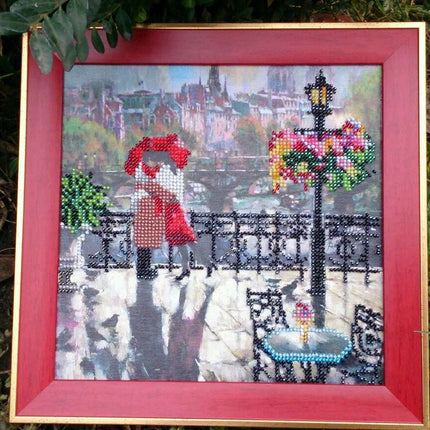Canvas for bead embroidery "Embrace Paris" 7.9"x7.9" / 20.0x20.0 cm