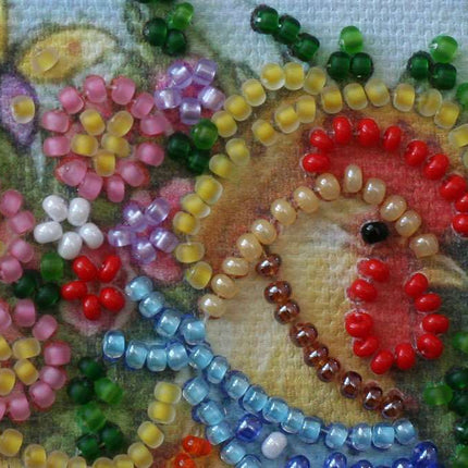 DIY Bead Embroidery Kit "Garden cockerel"  5.9"x5.9" / 15.0x15.0 cm