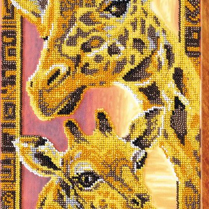 DIY Bead Embroidery Kit "Giraffes" 7.9"x15.7" / 20.0x40.0 cm