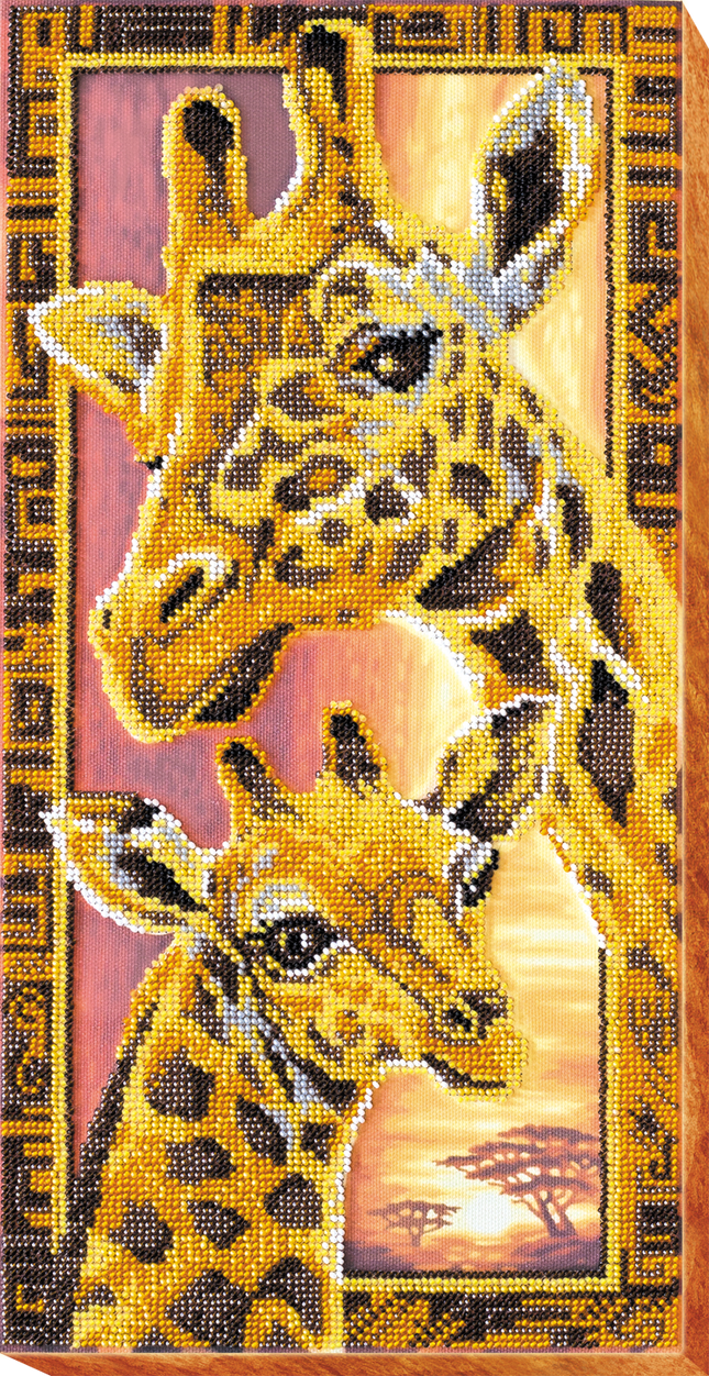 DIY Bead Embroidery Kit "Giraffes" 7.9"x15.7" / 20.0x40.0 cm