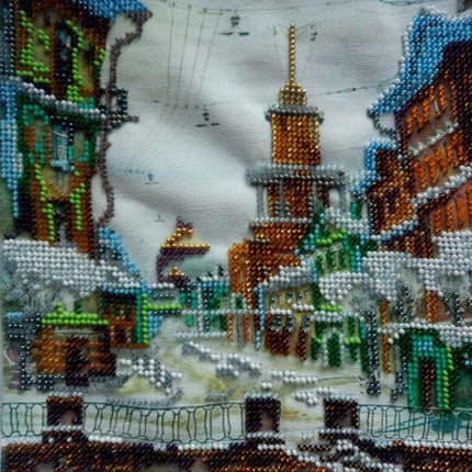 Canvas for bead embroidery "Bewitched Street" 7.9"x7.9" / 20.0x20.0 cm