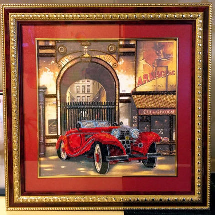 DIY Bead Embroidery Kit "Auto Retro – 1" 11.8"x11.8" / 30.0x30.0 cm