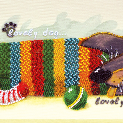 DIY Bead Embroidery Kit "Cute naughty" 14.2"x5.9" / 36.0x15.0 cm