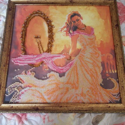 DIY Bead Embroidery Kit "Line of dance – 1" 12.6"x12.6" / 32.0x32.0 cm