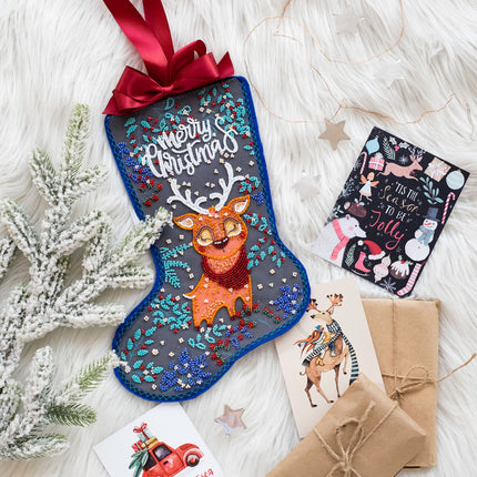Bead embroidery kit "Fairytale deer" 7.9"x11.8" / 20.0x30.0 cm