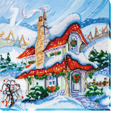 DIY Bead Embroidery Kit "Fabulous winter - 2" 11.8"x11.8" / 30.0x30.0 cm