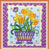 DIY Bead Embroidery Kit "Blooming daffodils"  5.9"x5.9" / 15.0x15.0 cm