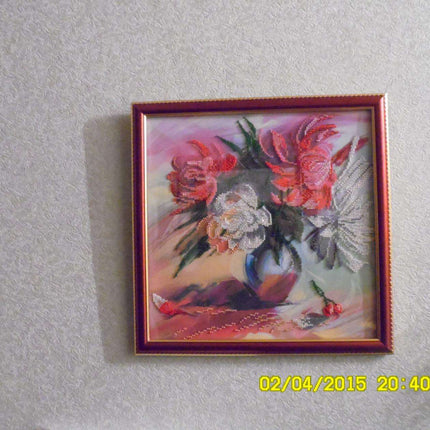 Canvas for bead embroidery "Picturesque peonies" 11.8"x11.8" / 30.0x30.0 cm