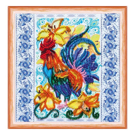 DIY Bead Embroidery Kit "Call of the cockerel"  5.9"x5.9" / 15.0x15.0 cm