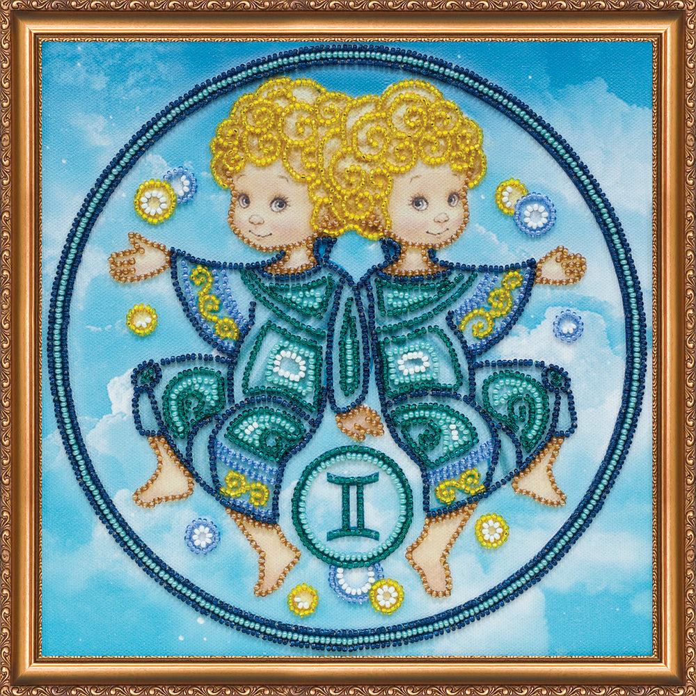 DIY Bead Embroidery Kit "Gemini" 8.7"x8.7" / 22.0x22.0 cm