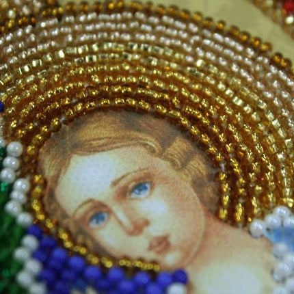 DIY Bead Embroidery Kit "Icon of the Mother of God «The Unfading Blossom»" 7.5"x9.8" / 19.0x25.0 cm