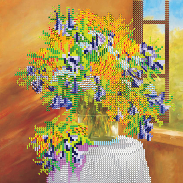 Canvas for bead embroidery "Meadow Bouquet" 7.9"x7.9" / 20.0x20.0 cm