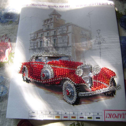 DIY Bead Embroidery Kit "Mersedes-500k"  5.9"x5.9" / 15.0x15.0 cm