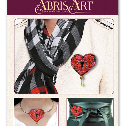Beadwork kit for creating brooch "The key to the heart-1"