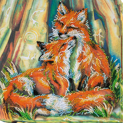 DIY Bead Embroidery Kit "Small foxes"