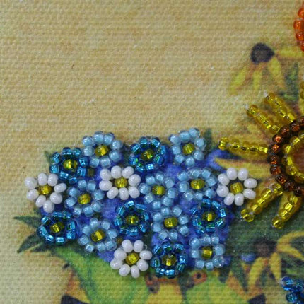 DIY Bead Embroidery Kit "Sunflower still life"  5.9"x5.9" / 15.0x15.0 cm
