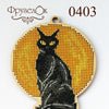 DIY Cross stitch kit on wood "Black Cat" 4.3x3.7 in / 11.0x9.5 cm