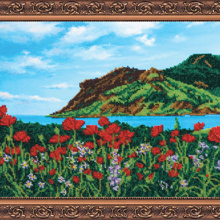 DIY Bead Embroidery Kit "Spring in Crimea" 15.7"x11.8" / 40.0x30.0 cm