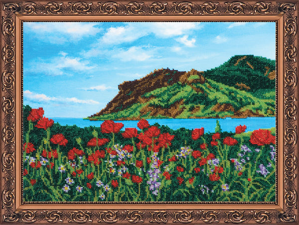 DIY Bead Embroidery Kit "Spring in Crimea" 15.7"x11.8" / 40.0x30.0 cm