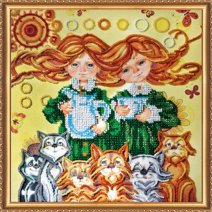 DIY Bead Embroidery Kit "Good Morning!" 9.1"x9.1" / 23.0x23.0 cm