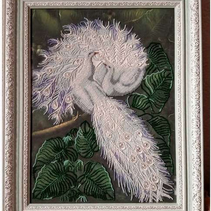 DIY Bead Embroidery Kit "White happiness" 11.8"x15.7" / 30.0x40.0 cm